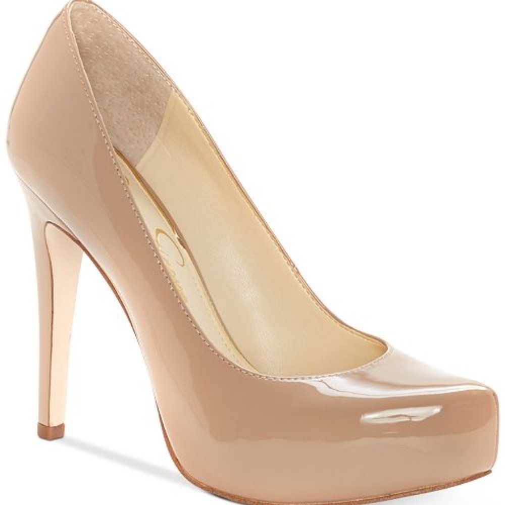 NWOT-Jessica Simpson Beige Patent Platform Pumps